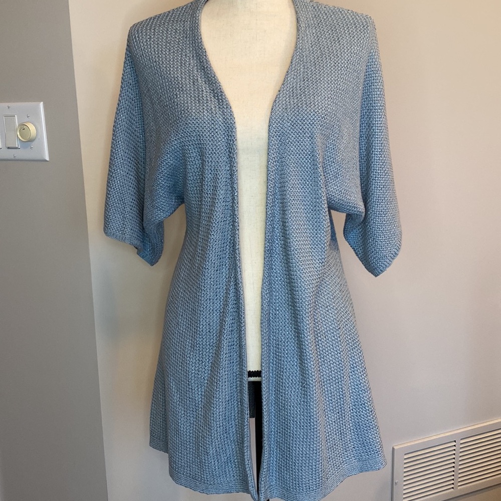 J Jill Basketweave Knit Cardigan Aqua Size Small